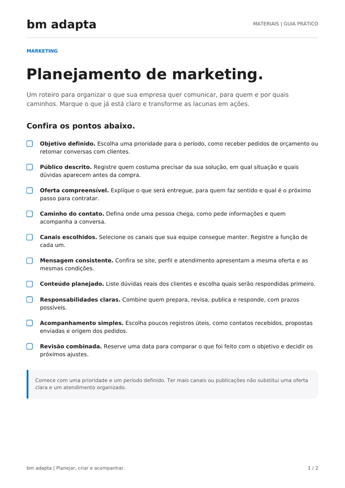 Prévia do guia Planejamento de marketing