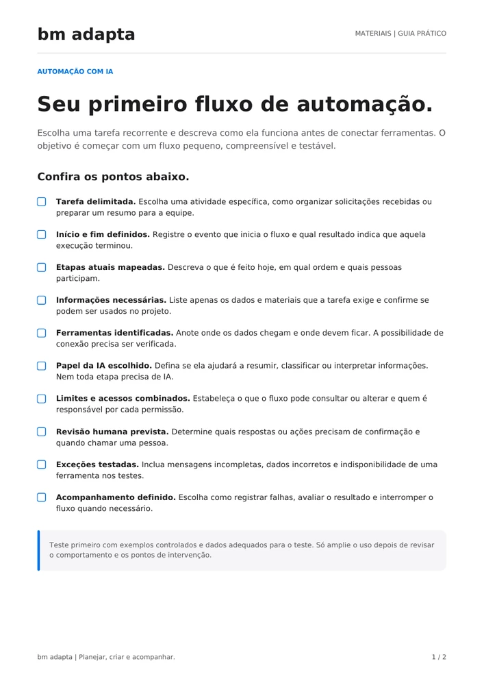 Prévia do guia Seu primeiro fluxo de automação